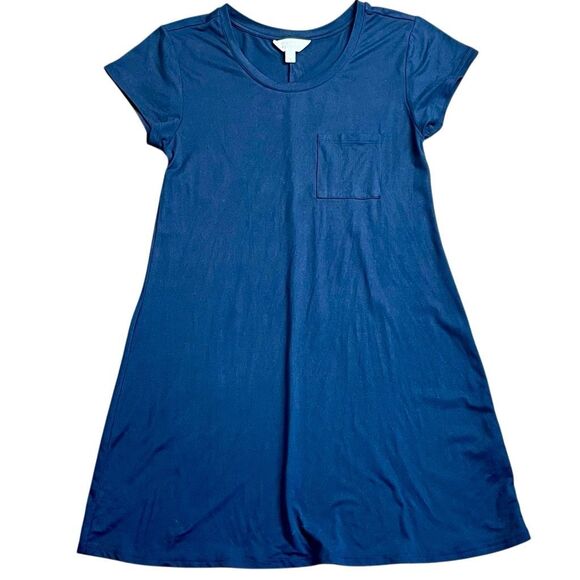 Market & Spruce Navy Blue T-Shirt A-Line Short Sleeve Pocket Dress Large - Picture 1 of 6